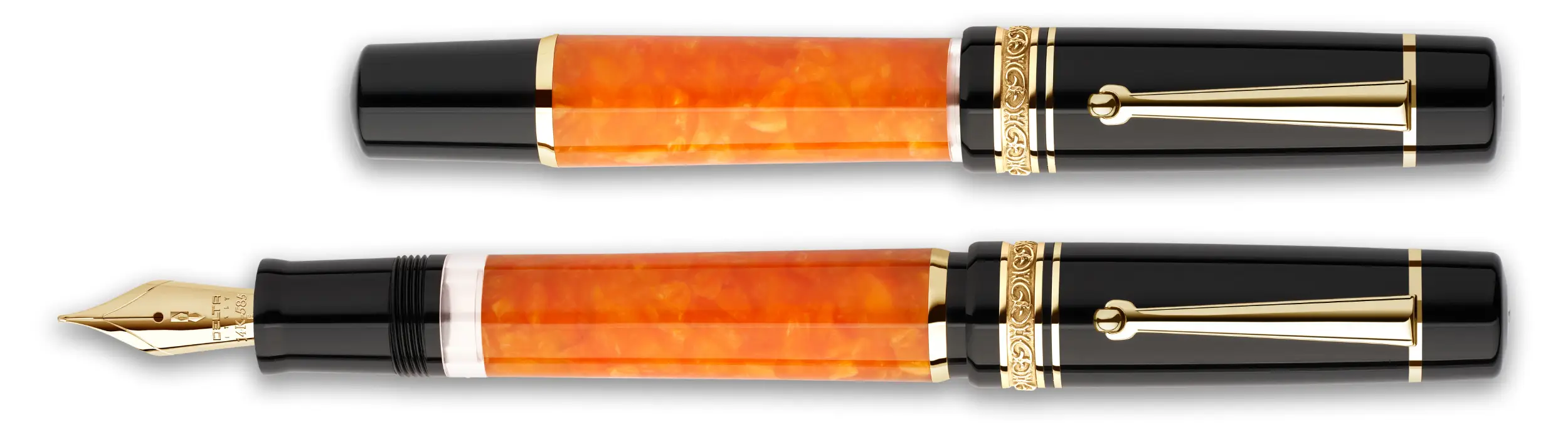 DELTA Dolce Vitaデルタ ドルチェビータ 万年筆 ブラックオレンジ 状態